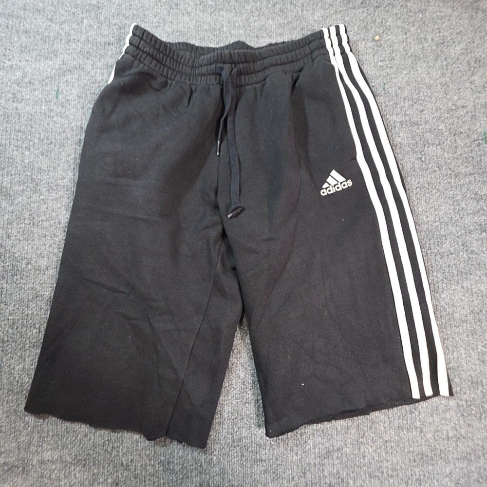 Adidas Shorts Mens Medium Black Fleece 3-Stripes Sweat Gym Training Pockets